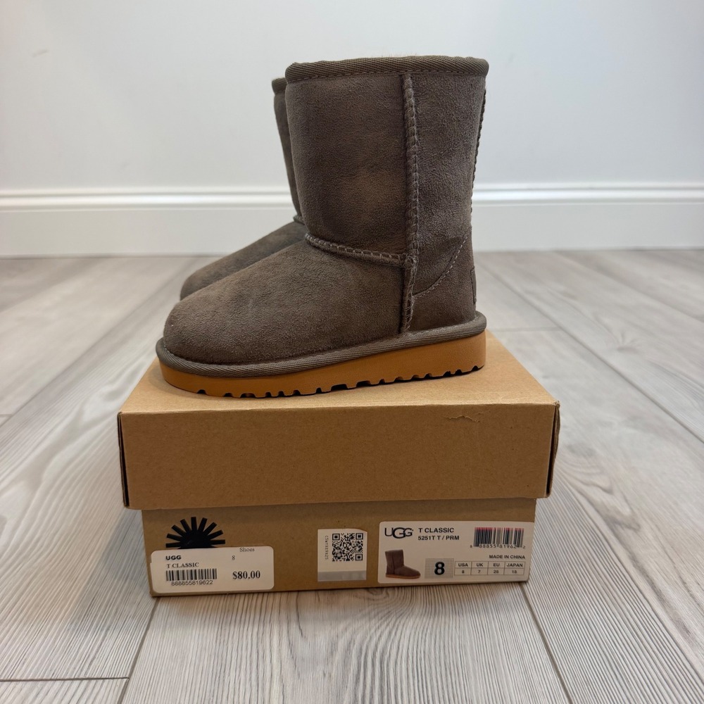 NEW UGG Toddler Classic Short Boots Grey Suede 5251T PRM Size 8